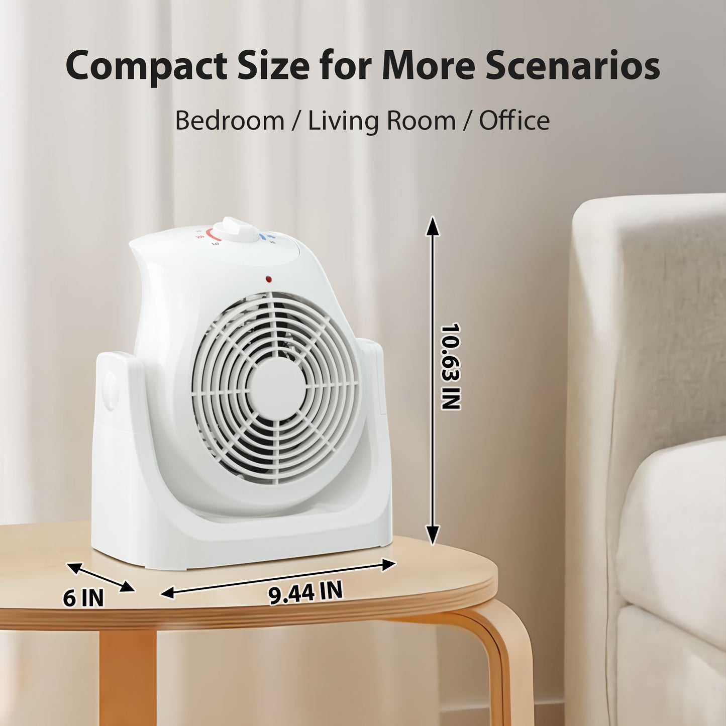 LifePlus 2-in-1 Space Heater & Fan – Energy Efficient with Overheat Protection White (#SFH-185T)