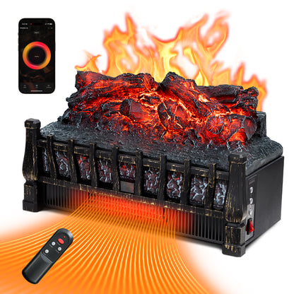 LifePlus 1500W Electric Fireplace Heater, Smart Wifi, Realistic Ember Flame, Space Heater with Remote & Timer for Indoor Home