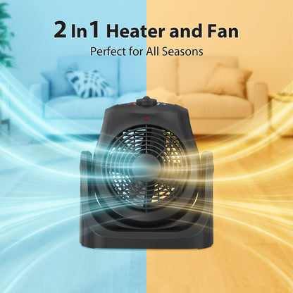 LifePlus 2-in-1 Space Heater & Fan – Energy Efficient with Overheat Protection Black (#SFH-185T)