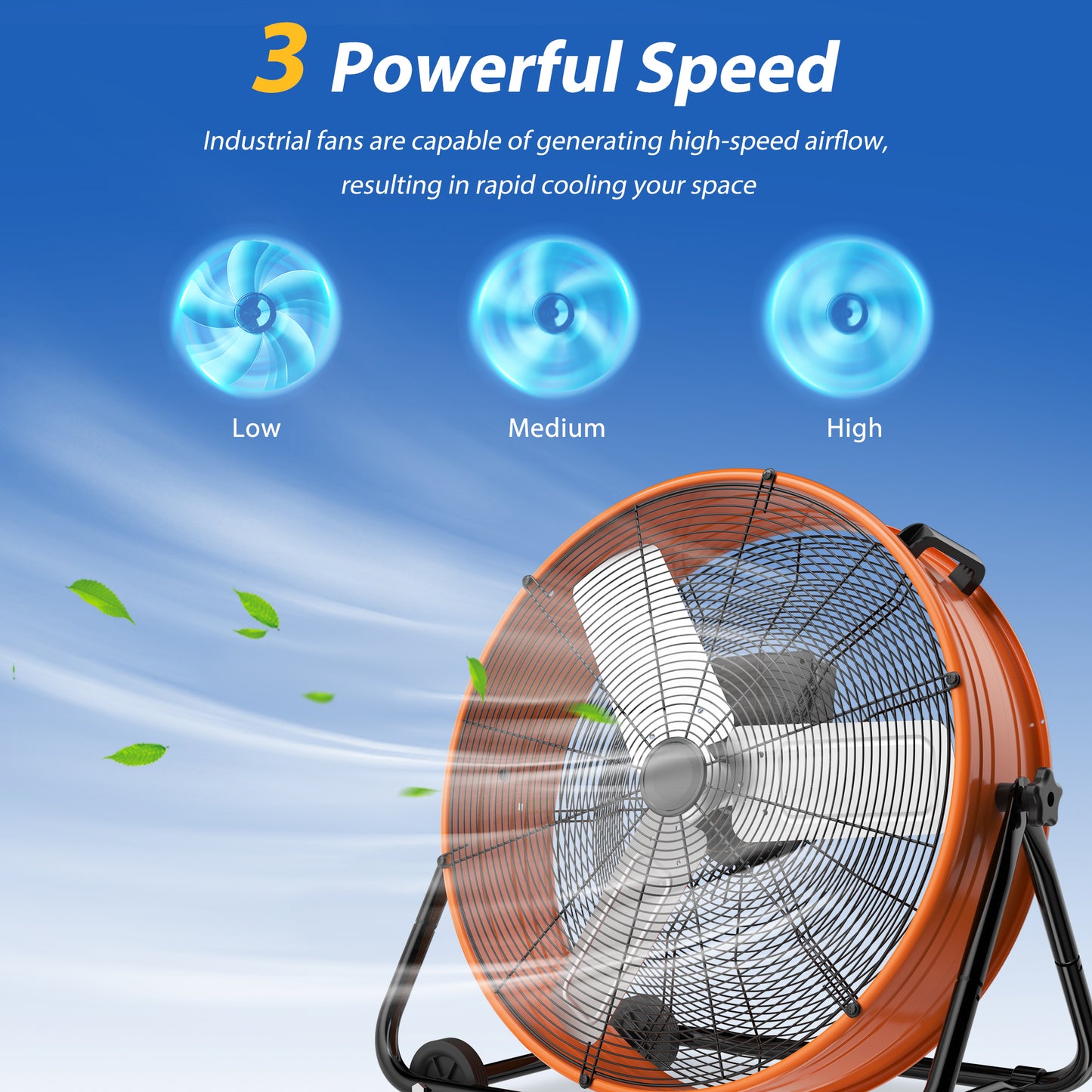 LifePlus 5620 CFM 24" High-Velocity Industrial Floor Fan Orange (#FGD-24T)