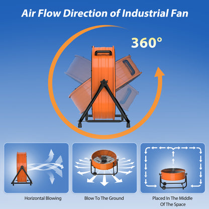 LifePlus 5620 CFM 24" High-Velocity Industrial Floor Fan Orange (#FGD-24T)