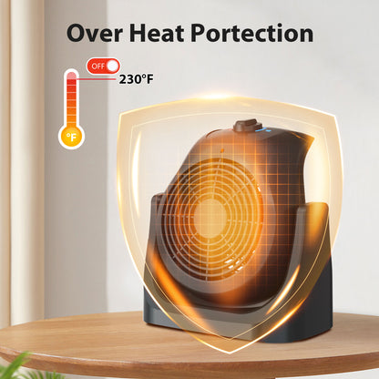 LifePlus 2-in-1 Space Heater & Fan – Energy Efficient with Overheat Protection Black (#SFH-185T)