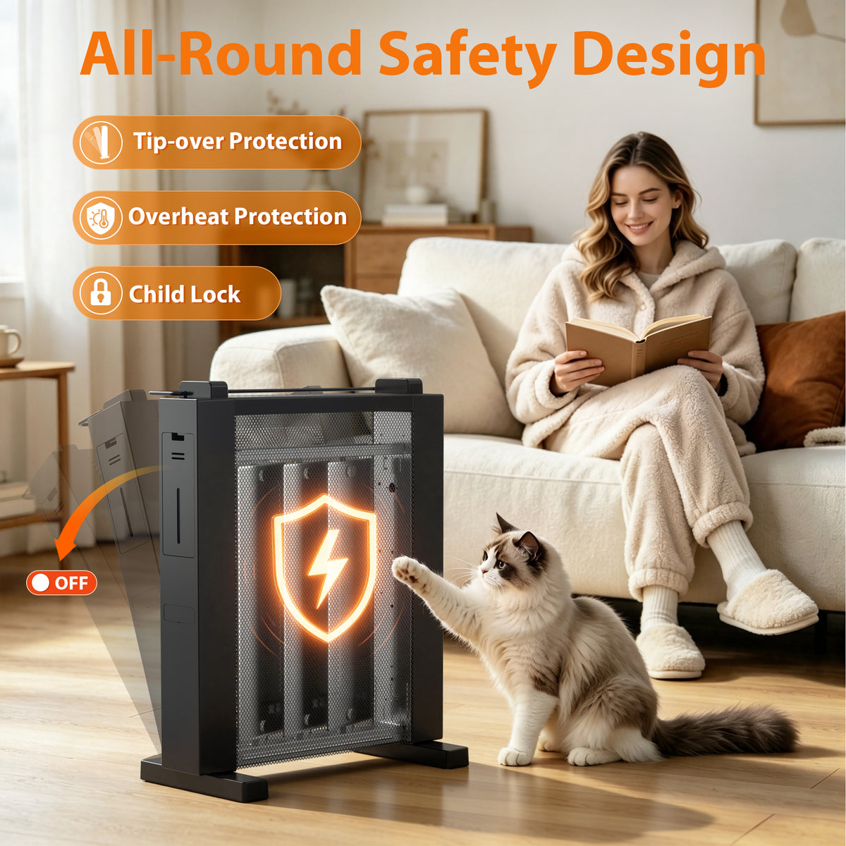 LifePlus 1500W Portable Space Heater, Built-in Humidifier, Digital Temp Control with 12H Timer & Remote Control, Black for Bedroom Office