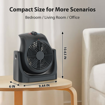 LifePlus 2-in-1 Space Heater & Fan – Energy Efficient with Overheat Protection Black (#SFH-185T)