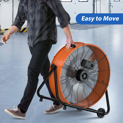 LifePlus 5620 CFM 24" High-Velocity Industrial Floor Fan Orange (#FGD-24T)