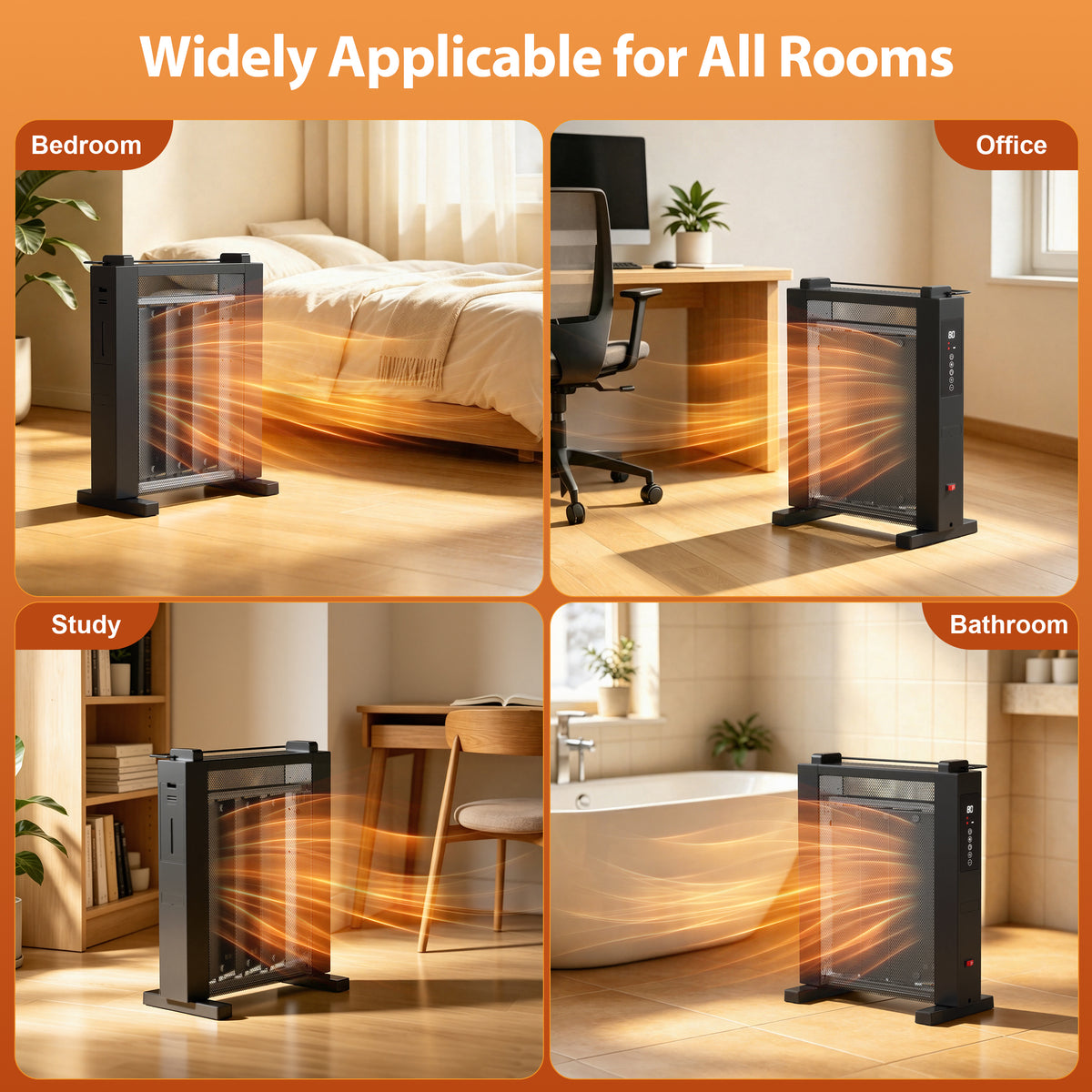 LifePlus 1500W Portable Space Heater, Built-in Humidifier, Digital Temp Control with 12H Timer & Remote Control, Black for Bedroom Office