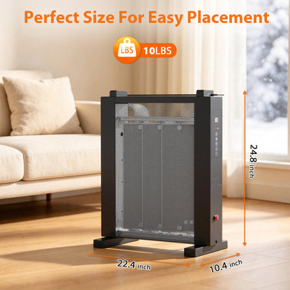 LifePlus 1500W Portable Space Heater, Built-in Humidifier, Digital Temp Control with 12H Timer & Remote Control, Black for Bedroom Office