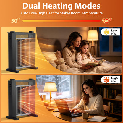 LifePlus 1500W Portable Space Heater, Built-in Humidifier, Digital Temp Control with 12H Timer & Remote Control, Black for Bedroom Office