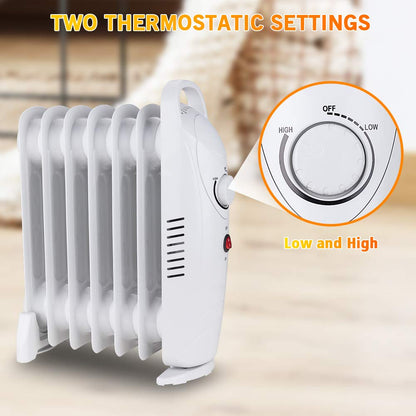 LifePlus 700W Electric Oil Radiator – Portable Heater with Thermostat & Safety (#OH-12)