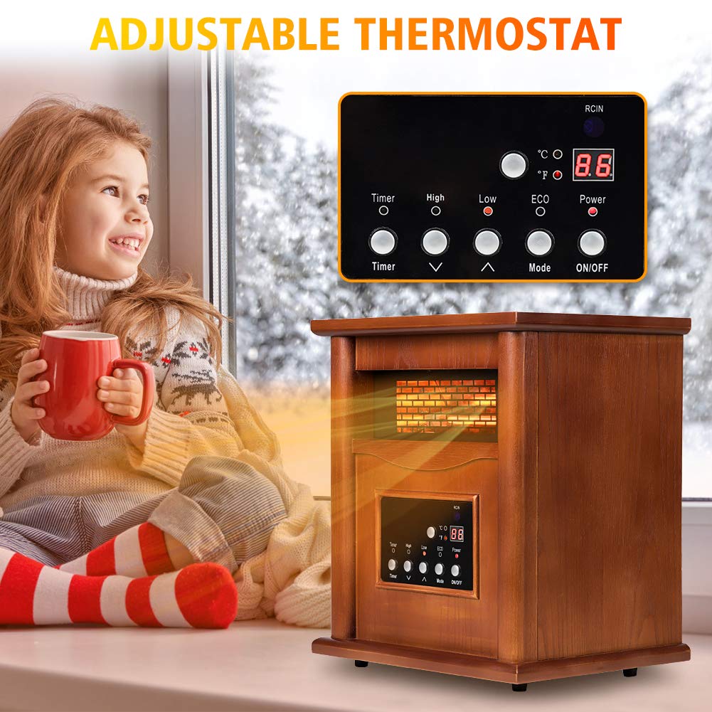 LifePlus Portable Infrared Quartz Heater – Energy Efficient with Remote & Thermostat (#GD9315BCW-3J)