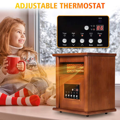 LifePlus Portable Infrared Quartz Heater – Energy Efficient with Remote & Thermostat (#GD9315BCW-3J)