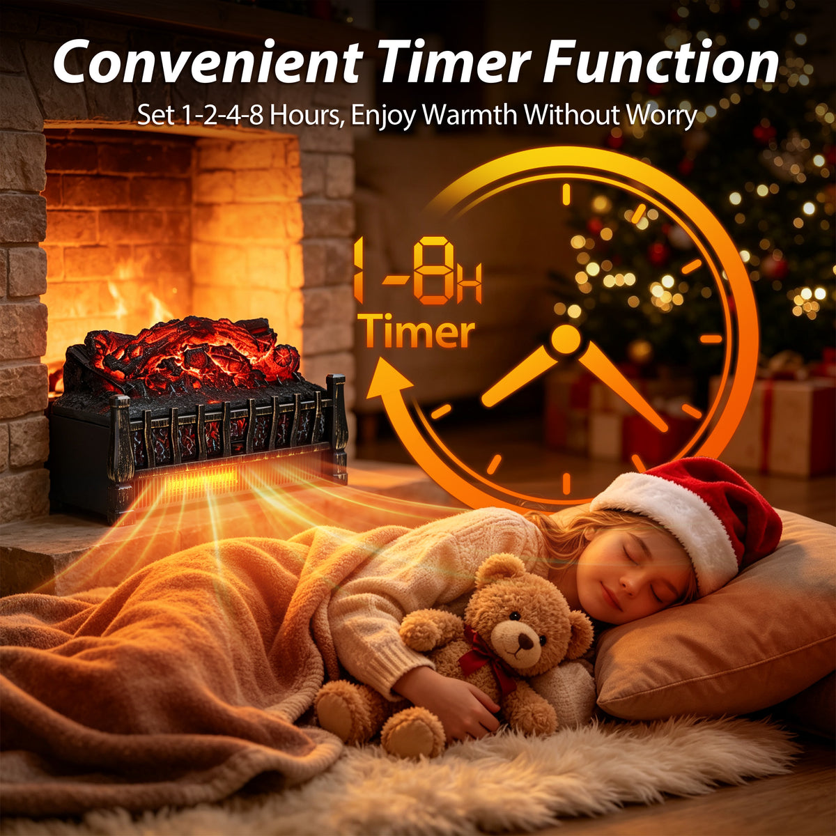 LifePlus 1500W Electric Fireplace Heater, Smart Wifi, Realistic Ember Flame, Space Heater with Remote & Timer for Indoor Home