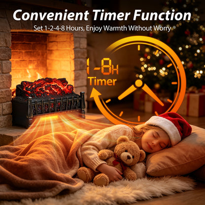 LifePlus 1500W Electric Fireplace Heater, Smart Wifi, Realistic Ember Flame, Space Heater with Remote & Timer for Indoor Home