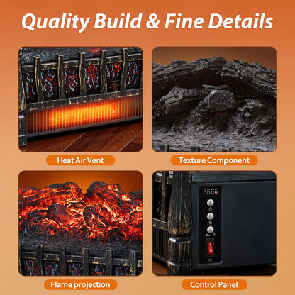 LifePlus 1500W Electric Fireplace Heater, Smart Wifi, Realistic Ember Flame, Space Heater with Remote & Timer for Indoor Home