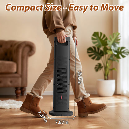 LifePlus Portable Tower Electric Indoor Fireplace Heater with 3D Realistic Flame, 70° Oscillation for Bedroom, Living Room, Homeowners & Office Workers